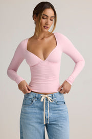 Oh Polly Emry top manches longues rose modal moulant