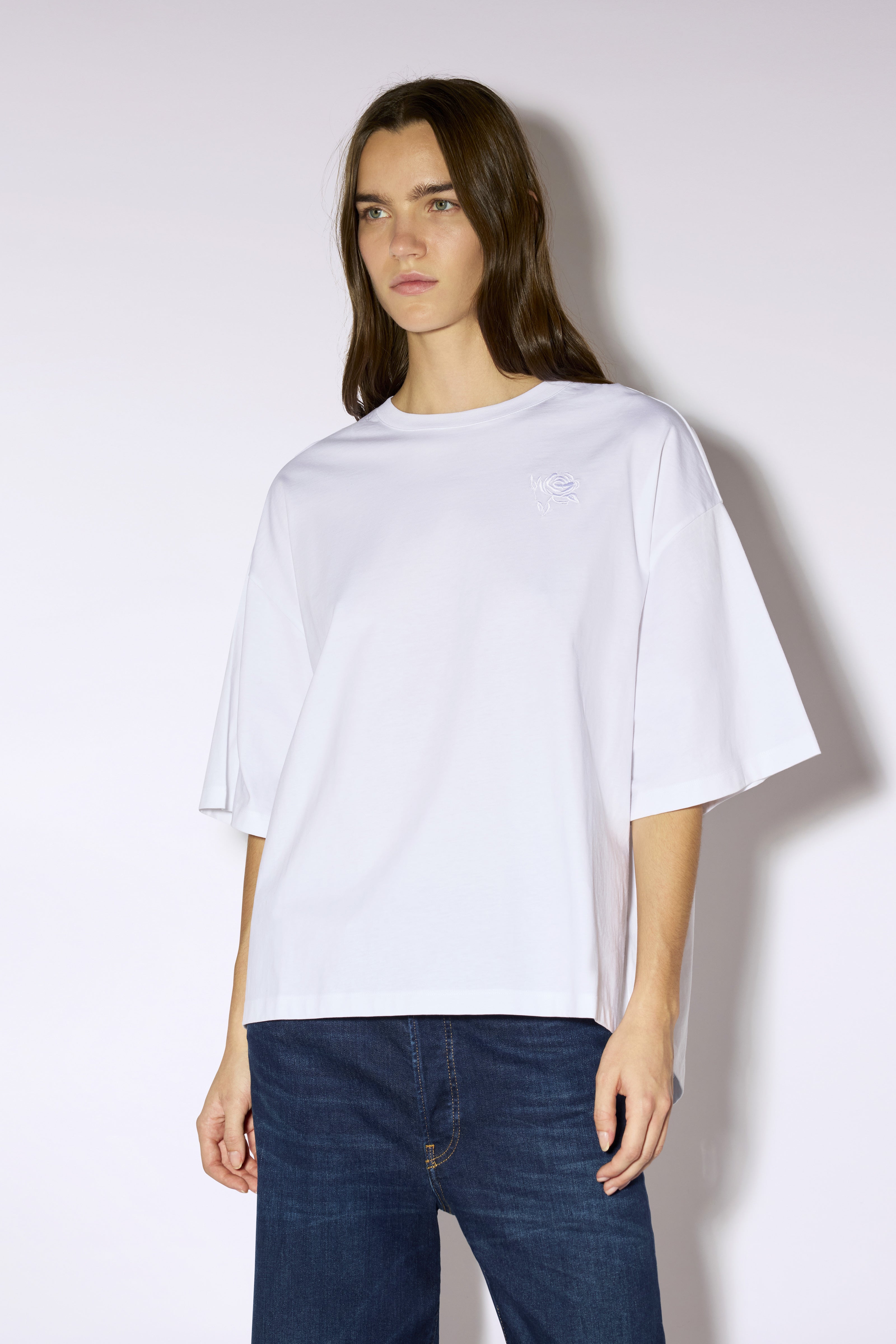 Liviana Conti Ivory t-shirt blanc broderie rose