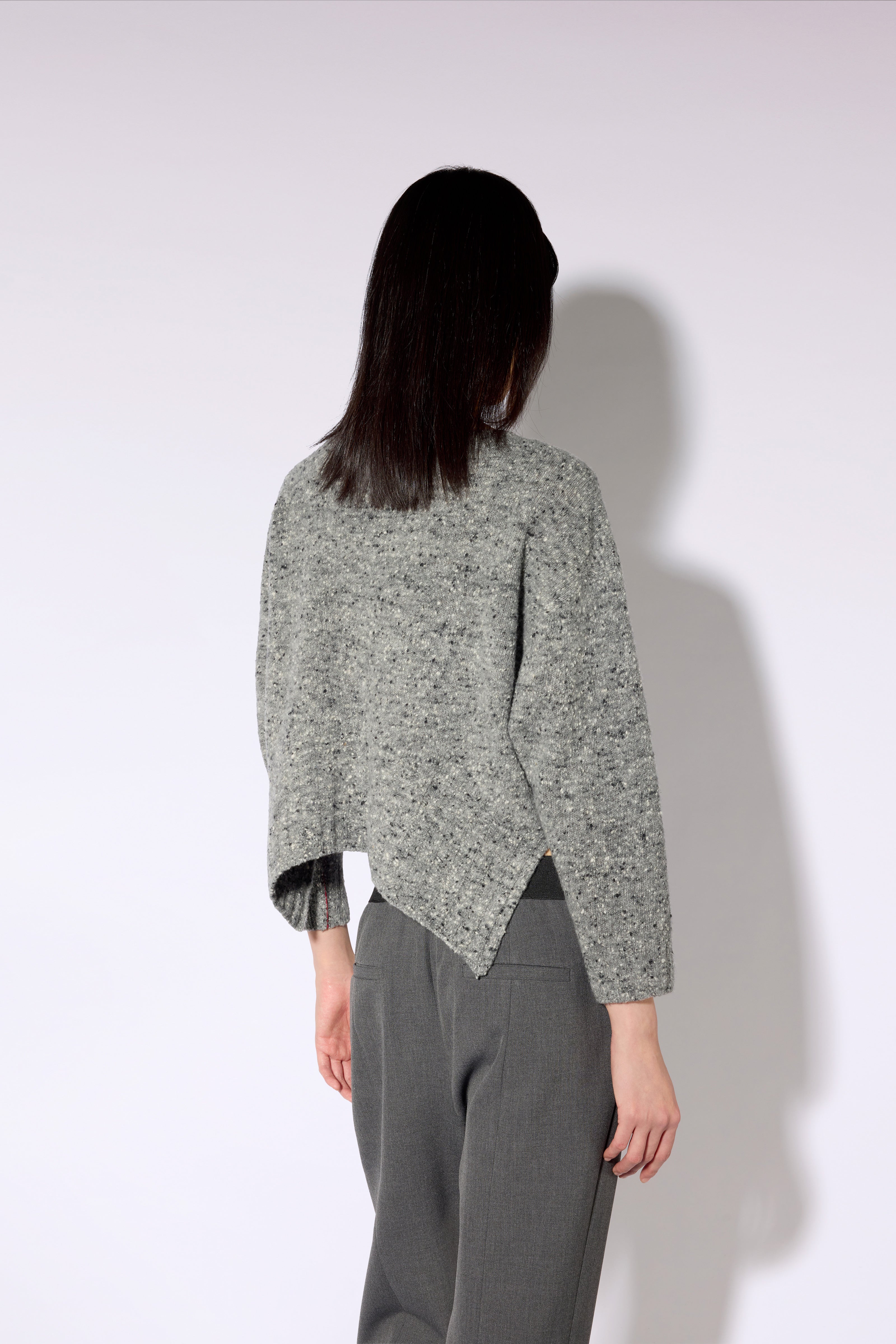 Liviana Conti Gemma pull gris chiné boutonné