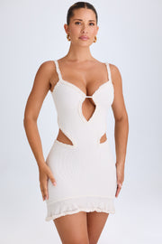 Oh Polly Jovelyn robe mini blanche volants cœur bodycon