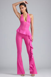 Oh Polly Reese 8204 pantalon flare rose volants métal
