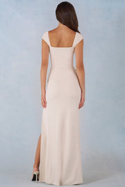 Oh Polly Elva Robe Maxi Ivoire Col Cœur Modal Fendue