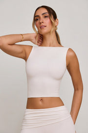 Oh Polly Tops Wren crop top col montant blanc