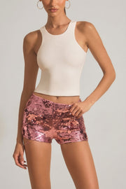 Oh Polly Embellished Mini Short Rose Sequins Fleurs 3D