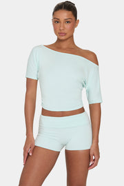 Oh Polly ButterCloud Mini Short Menthe Taille Rabat Double