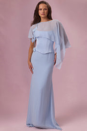 Oh Polly Avielle 15980 robe satin bleu ciel corset