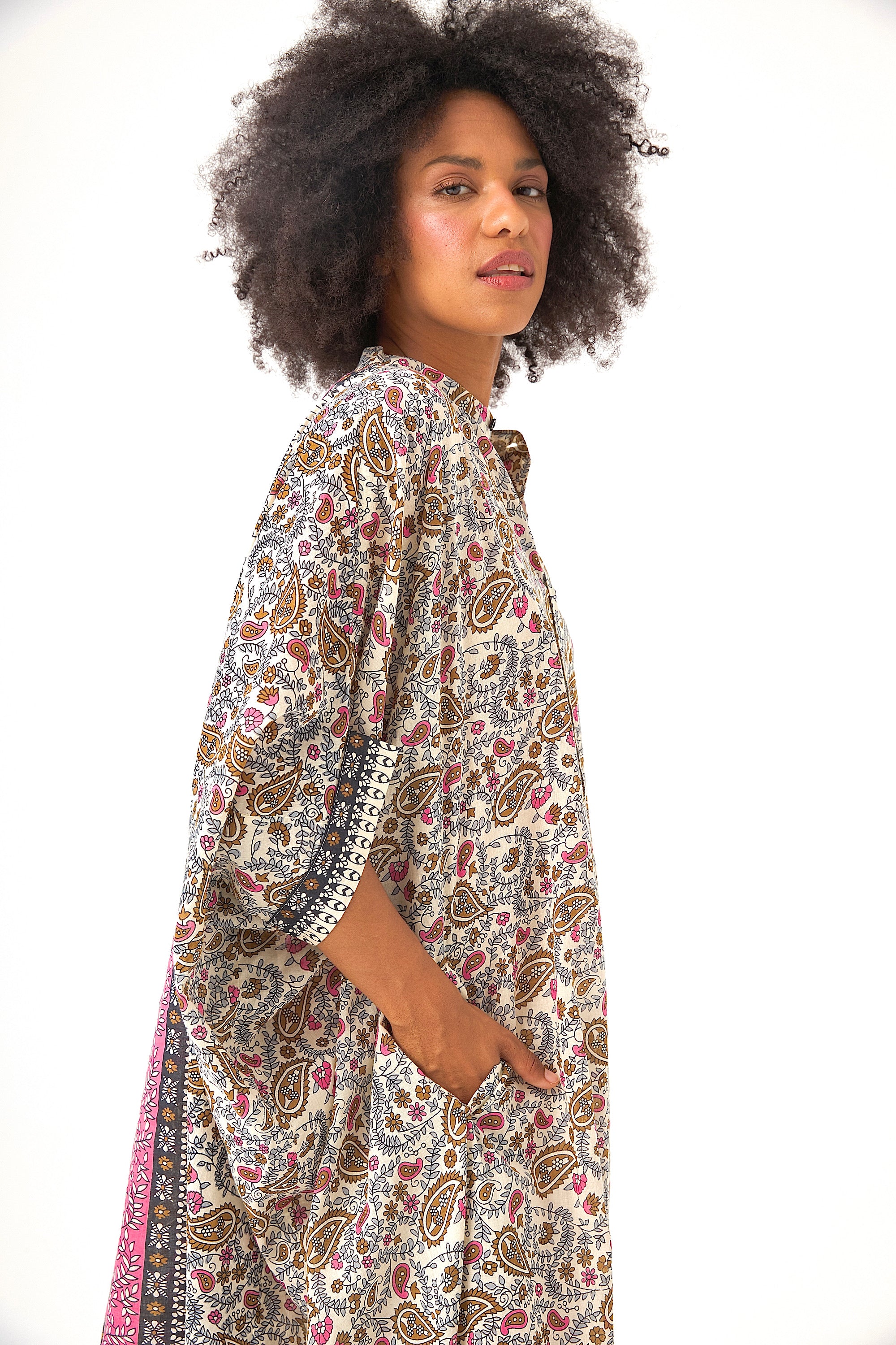 Chicosoleil Takumi robe kaftan rose mandala oversize