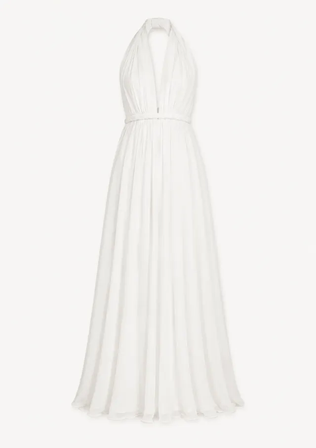 The Ethiquette Calypso Dress in White robe blanche soie