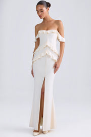 Oh Polly Dresses 7795 robe longue ivoire épaules dénudées