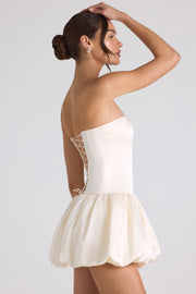 Oh Polly Fabiola robe mini corset ivoire satin stretch