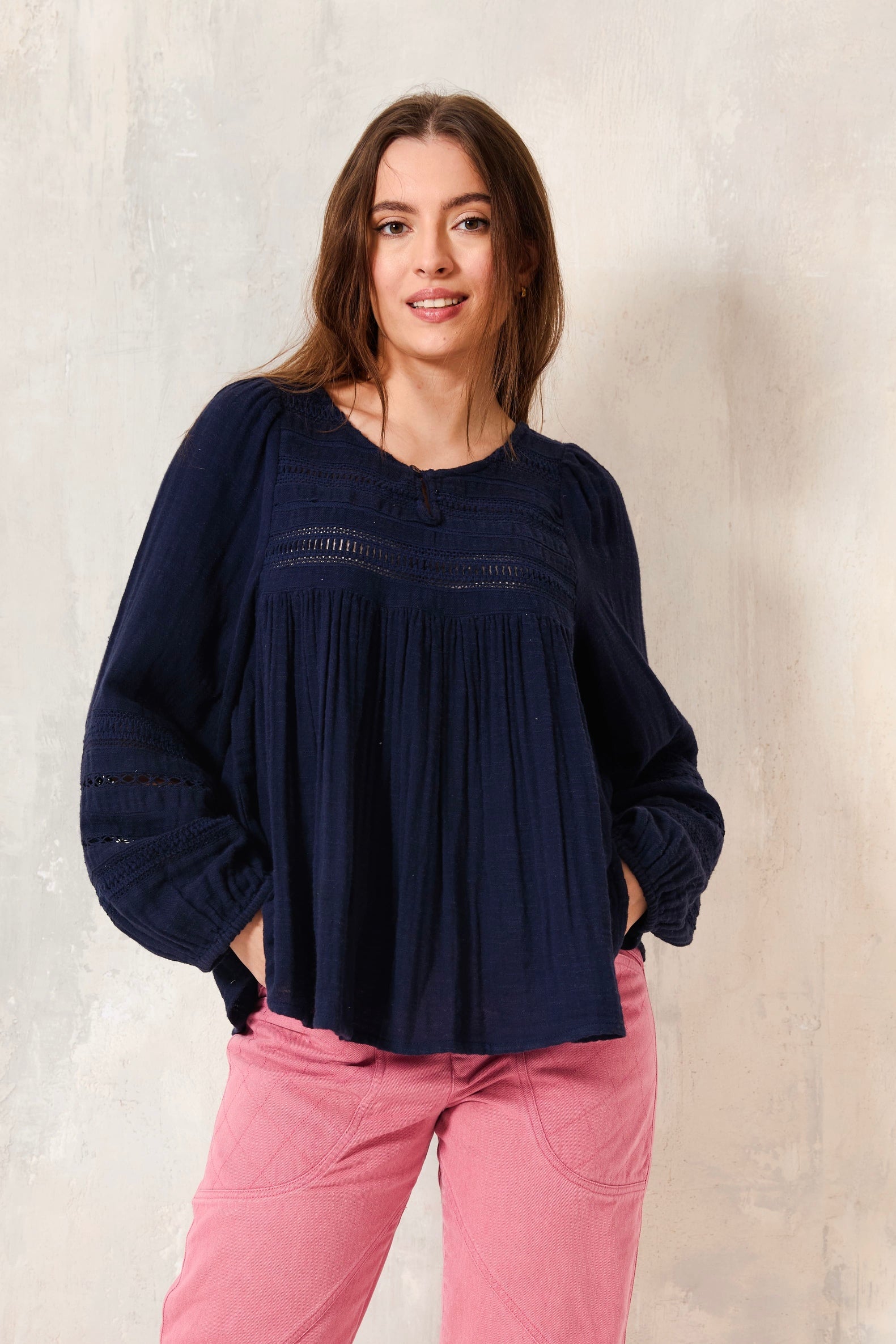 Chicosoleil Soni chemise bleu navy gaze coton