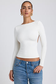 Oh Polly Elli 8120 top blanc dos nu manches longues