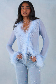 Oh Polly Elisia top plumes bleu clair chiffon