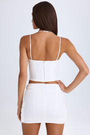 Oh Polly Mali 9414 mini jupe cargo blanche à lacets