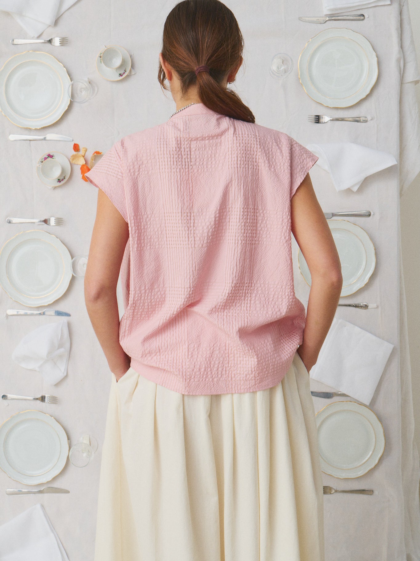 Mii Anne top coton soie rose