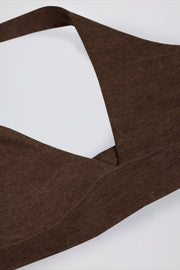 Bo+Tee brassiere sport marron pecan col V chiné