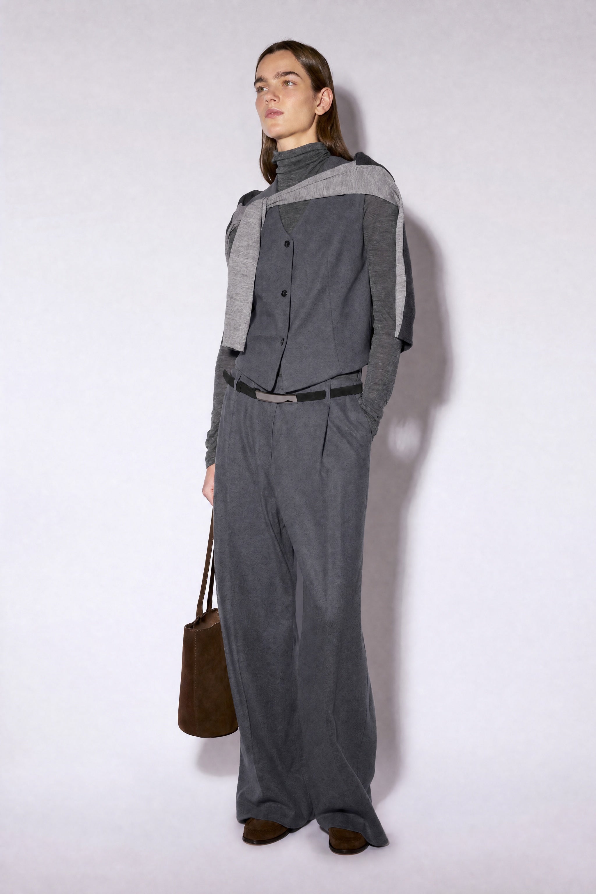 Liviana Conti Gilet Cooper tailleur cachemire marron 42