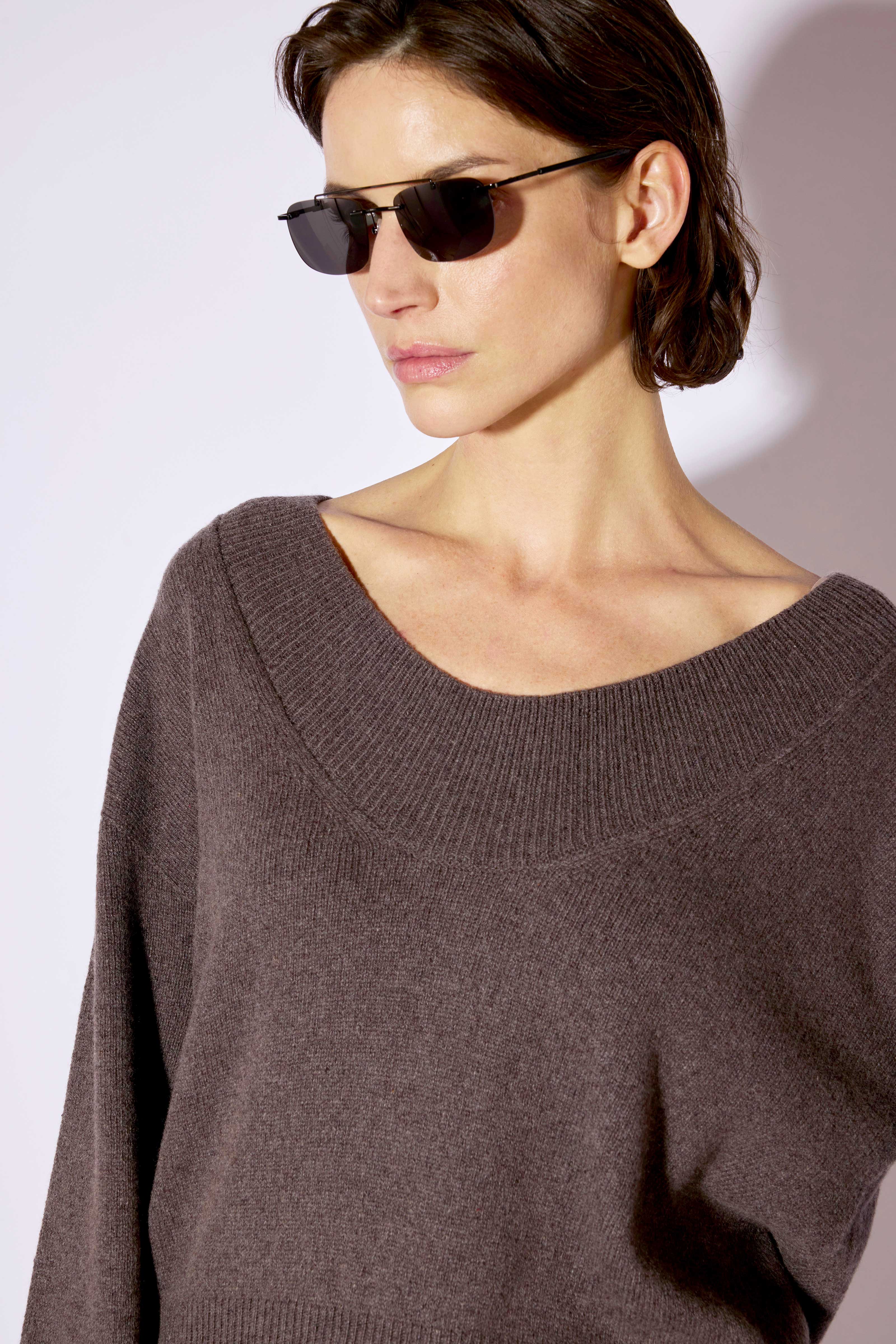 Liviana Conti Esther pull marron cachemire soie