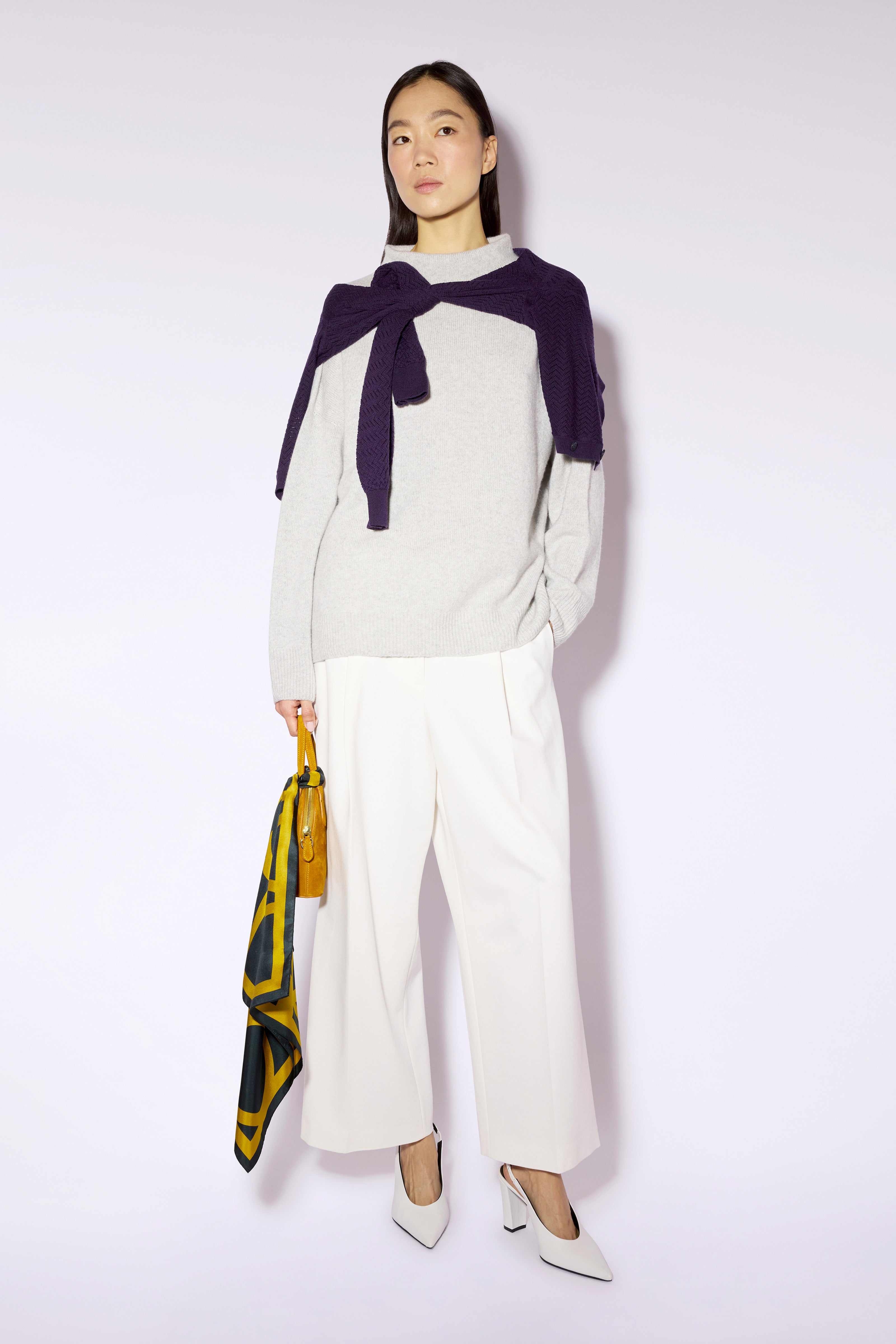 Liviana Conti Nancy pull cachemire soie gris oversize