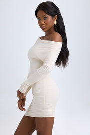 Oh Polly Dresses 12432B robe mini ivoire froncée modal