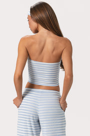 Oh Polly haut bandeau jersey côtelé bleu rayé