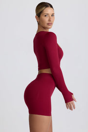Oh Polly Super Sculpt BT2164 crop top bordeaux manches longues