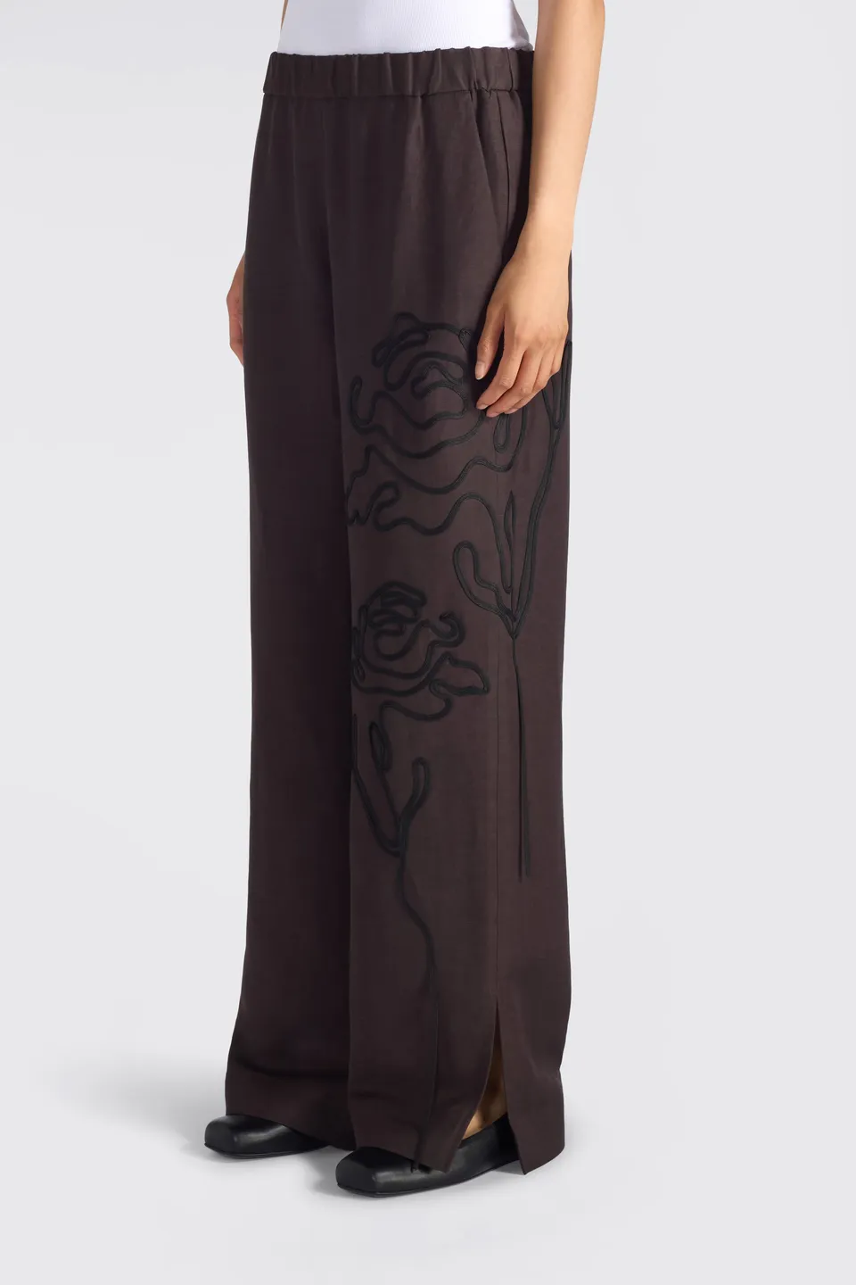 Liviana Conti Julian pantalon palazzo brodé fondente viscose