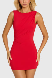 Oh Polly Dresses Zadie Mini Robe Cherry Red Dos Drapé