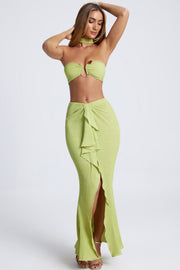 Oh Polly Skirts Ondine jupe longue vert olive volants fente