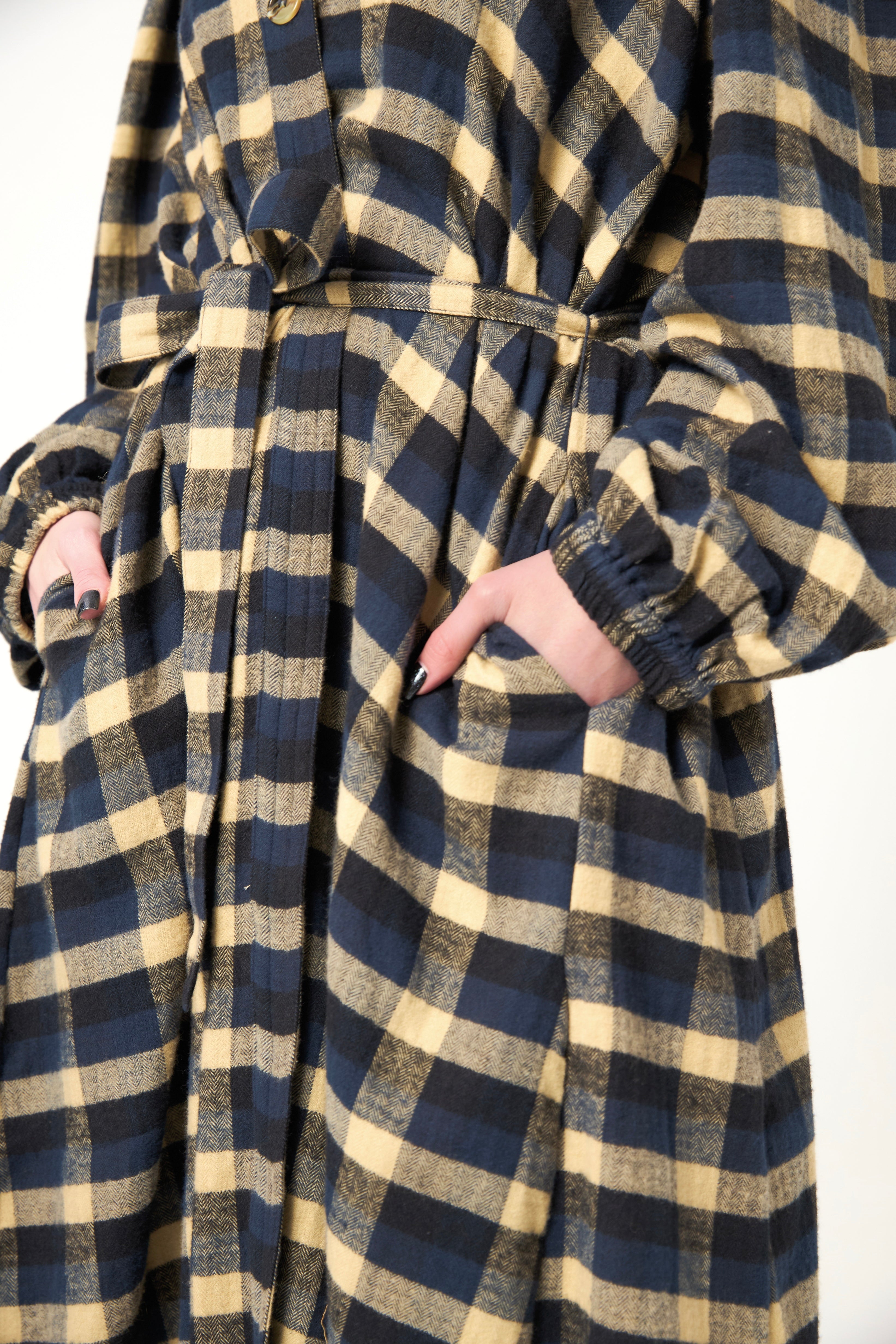 Chicosoleil Danya robe portefeuille indigo flanelle