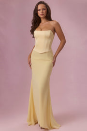 Oh Polly Dresses robe satin corset jaune beurre