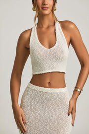 Oh Polly Tops crop top blanc licou bouclé Gianna 14470