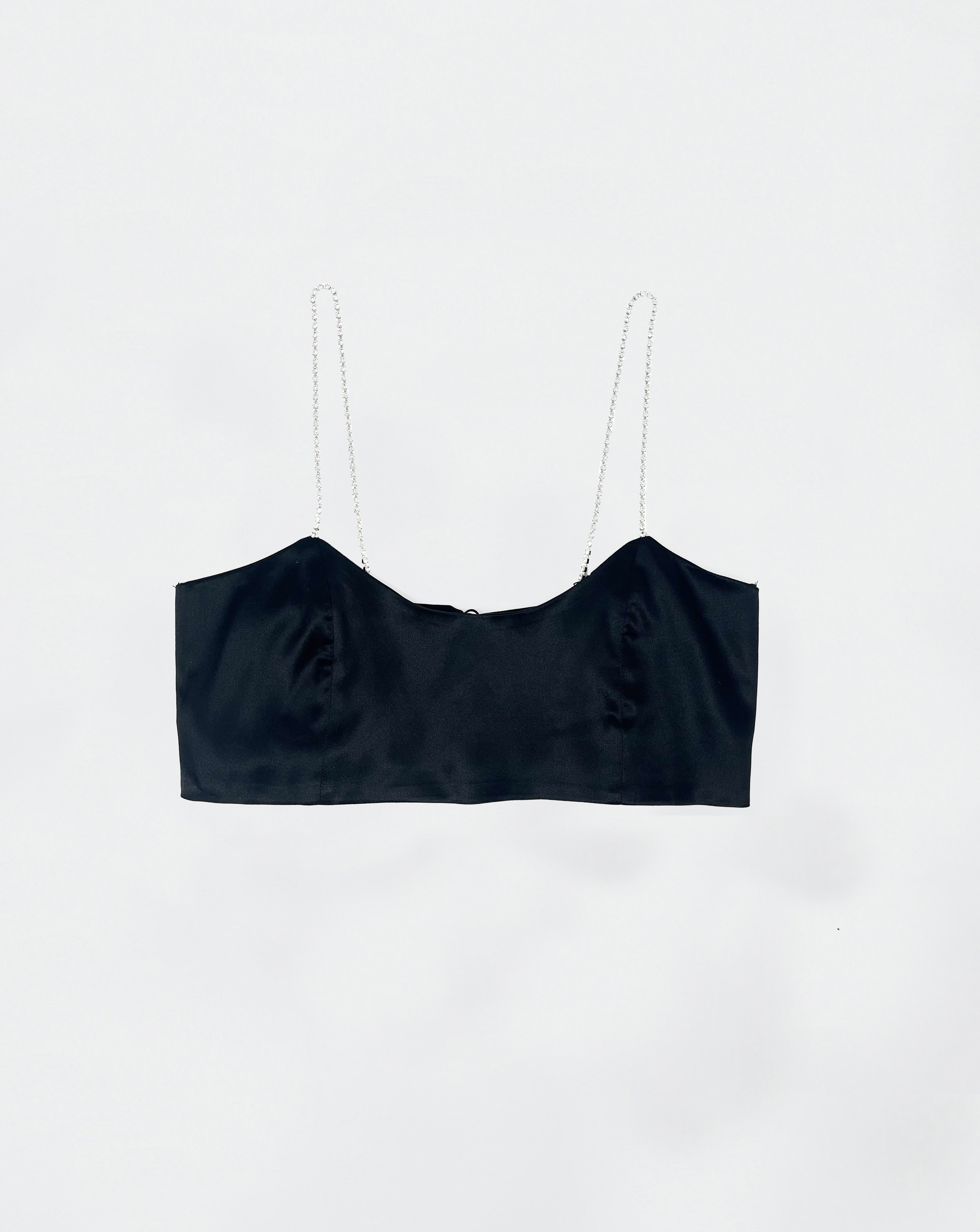 The Ethiquette Gigi crop top satin noir taille M