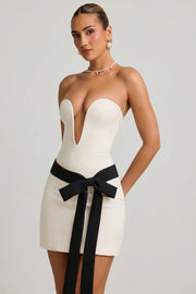 Oh Polly Neva mini robe bustier ivoire ceinture nœud