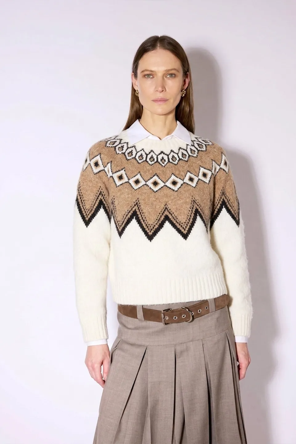 Liviana Conti Maglieria Nelda pull gris lait cachemire