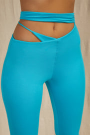Oh Polly Valerie 5132 pantalon flare petite aqua viscose