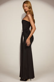 Oh Polly Aisra robe satin noire bustier sirène