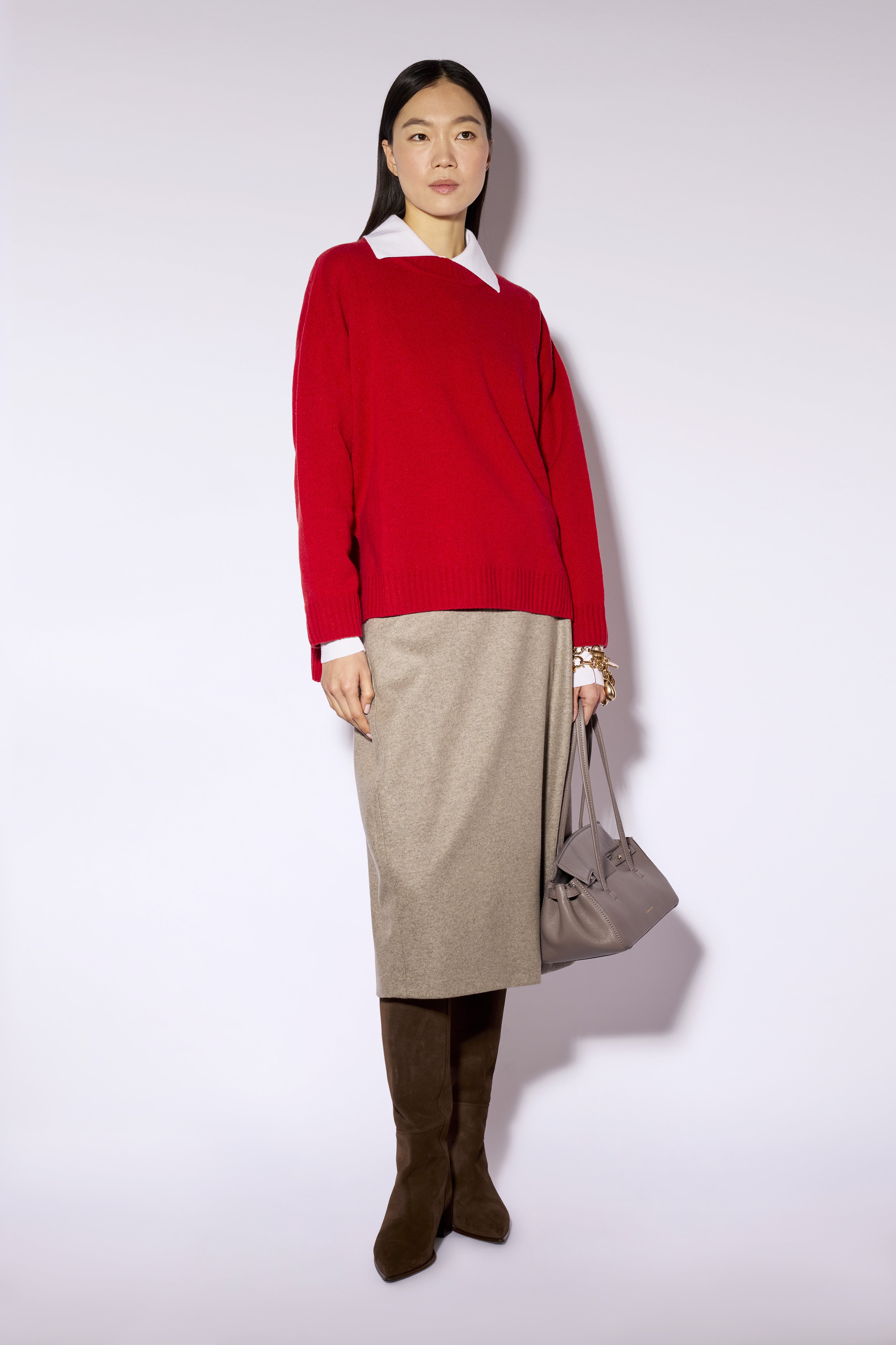 Liviana Conti Talia pull cachemire soie paprika col rond
