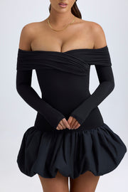 Oh Polly Serra mini robe noire épaules dénudées modal