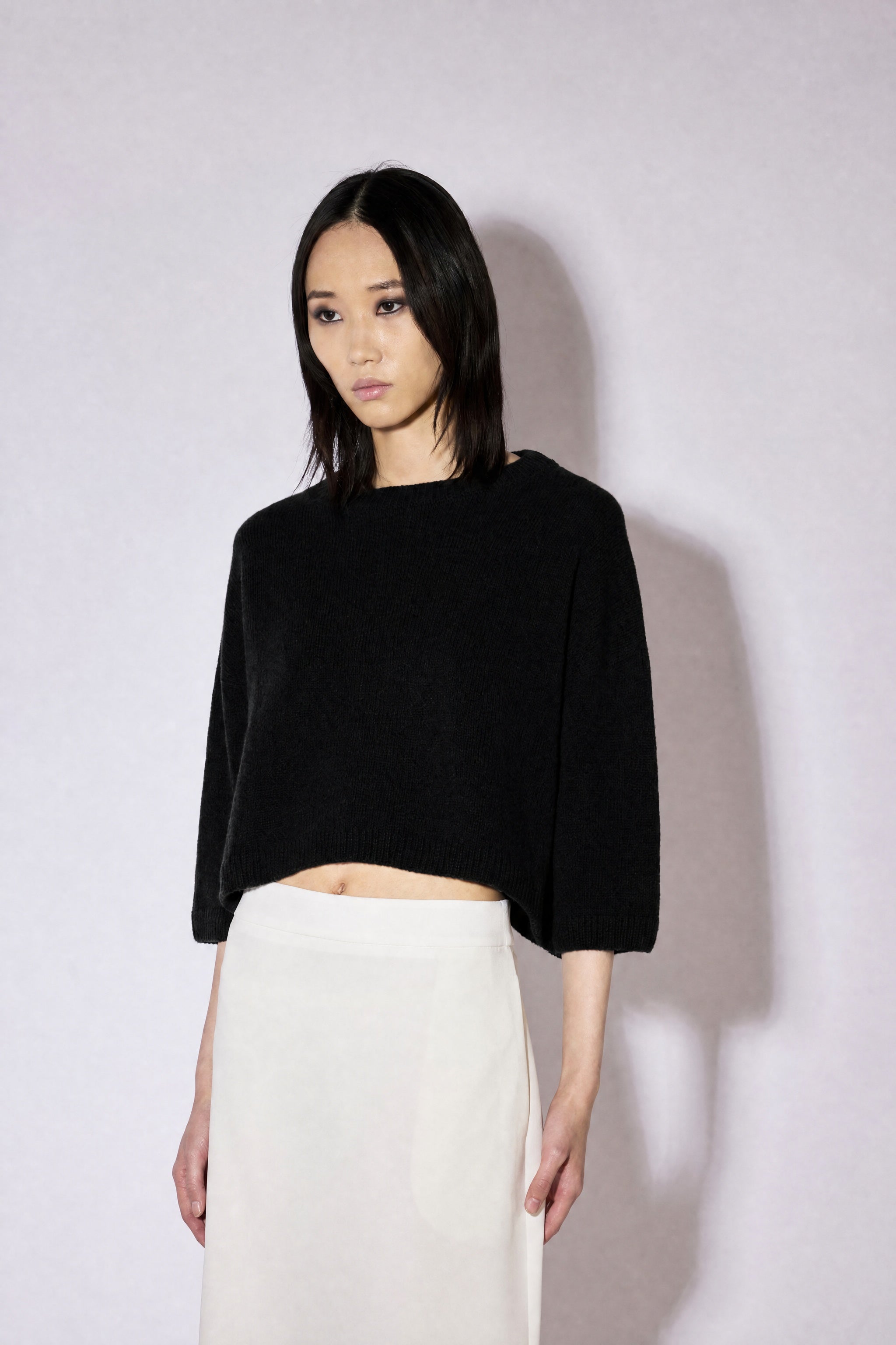 Liviana Conti Mabel pull crop cachemire-soie brown casha