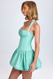Oh Polly Maybelle robe mini vert d’eau col halter