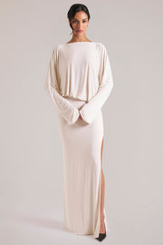 Oh Polly Dresses 15917 robe maxi vanille drapée