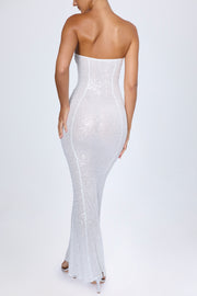 Oh Polly Kinsley 10014 robe maxi bustier blanche sequins