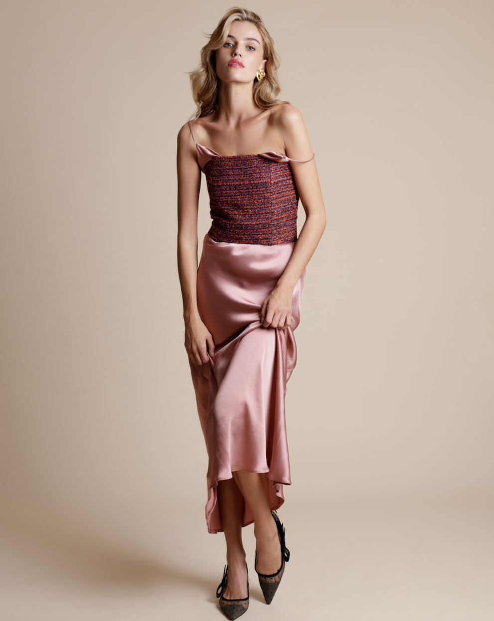 The Ethiquette Anita Bustier top taille XS-XL satin tweed