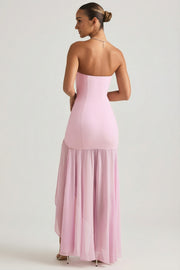 Oh Polly Melina robe maxi rose pâle bustier sirène