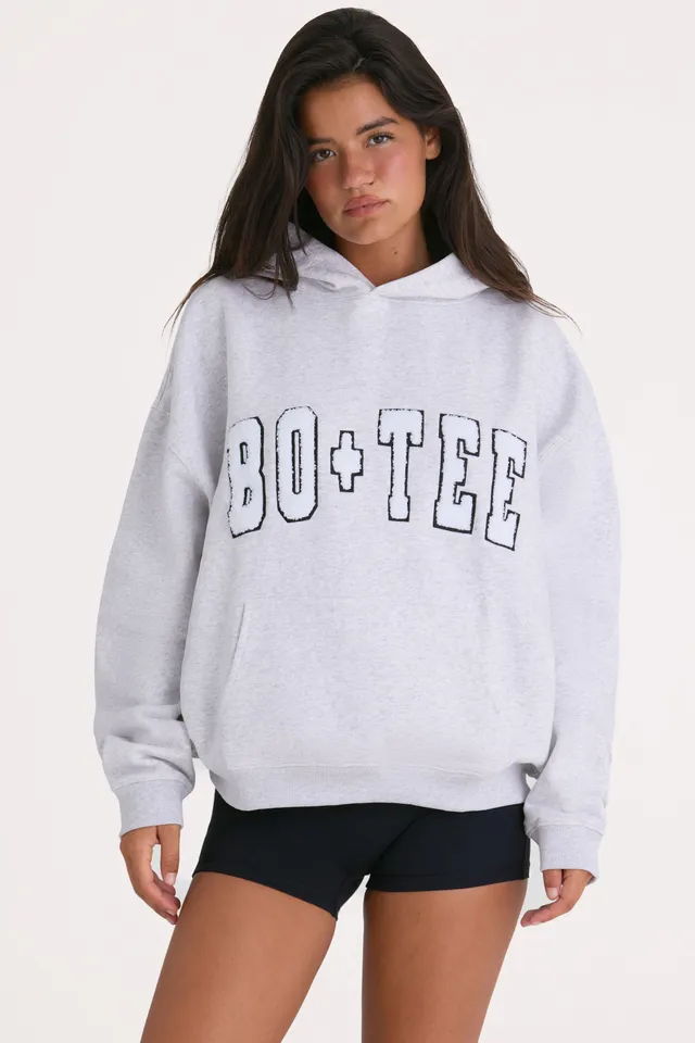Oh Polly Knitwear BT0493 sweat à capuche gris coupe oversize