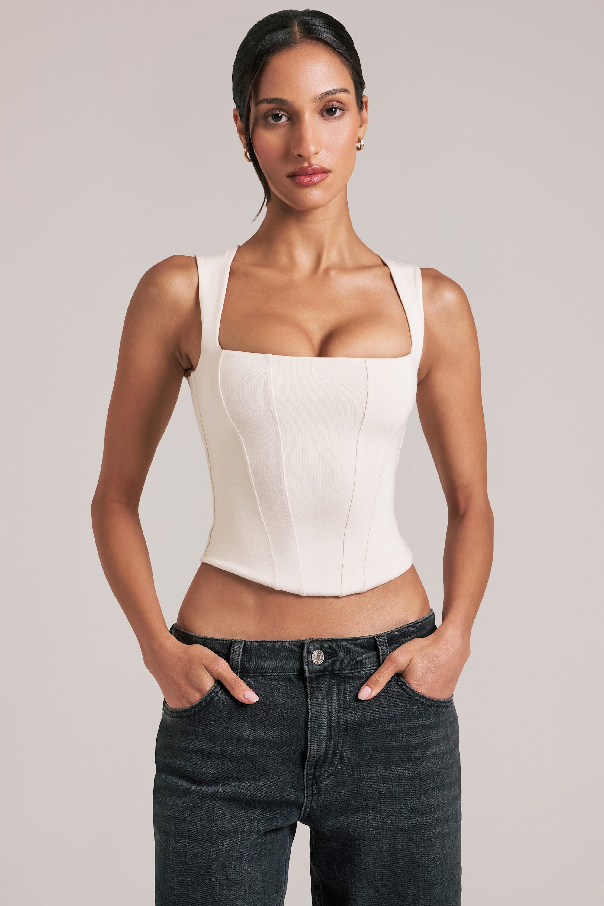 Oh Polly Vivee 15439 top ivoire col carré modal