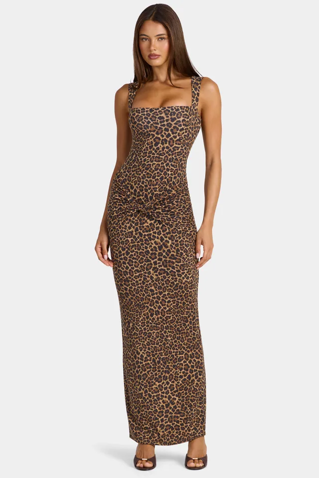 Oh Polly Robe maxi Elenna col carré léopard modal
