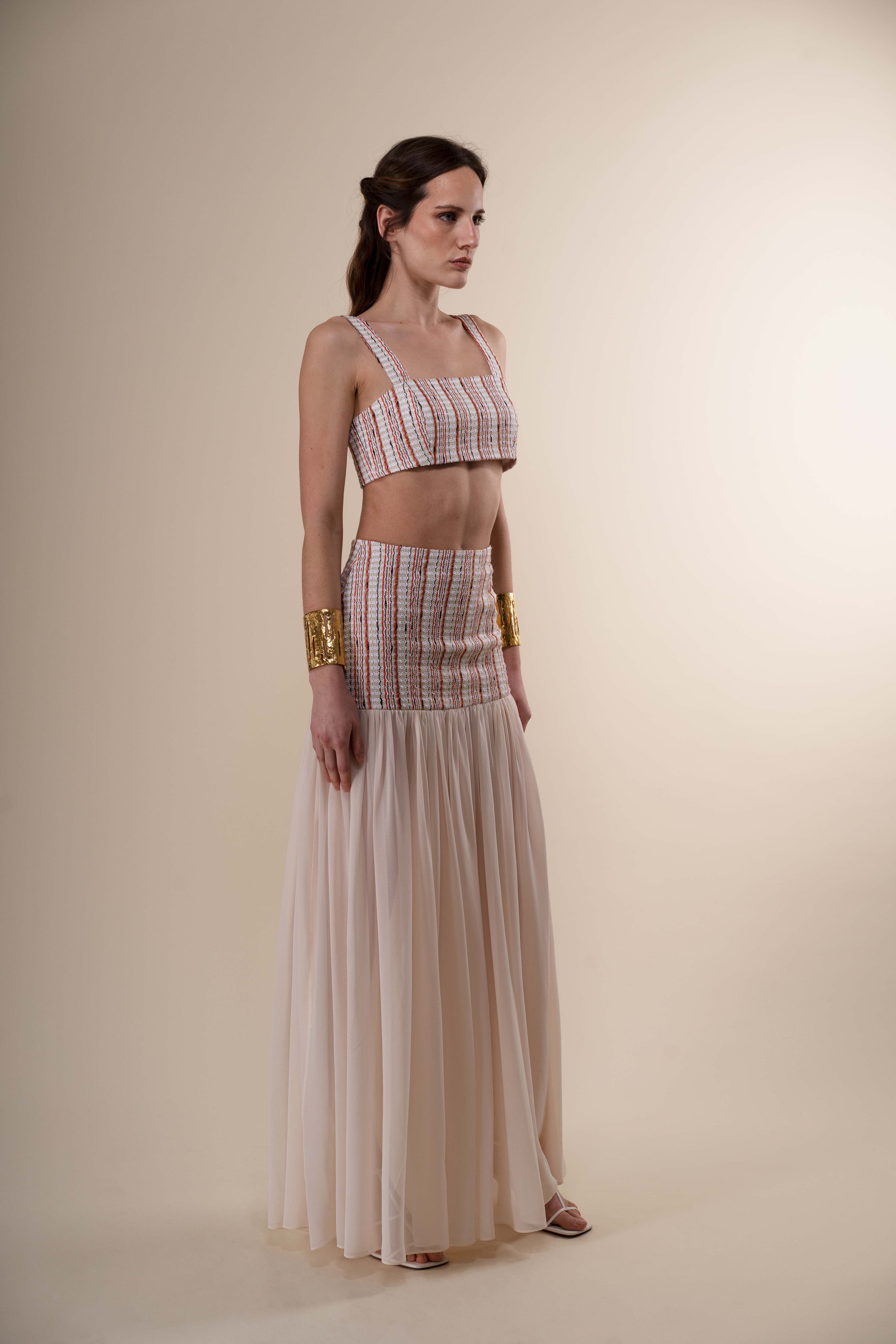 The Ethiquette Hemera jupe taille S tweed et mousseline
