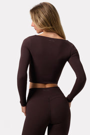 Bo+Tee Soft Active Top Sport Twist Marron Espresso Court